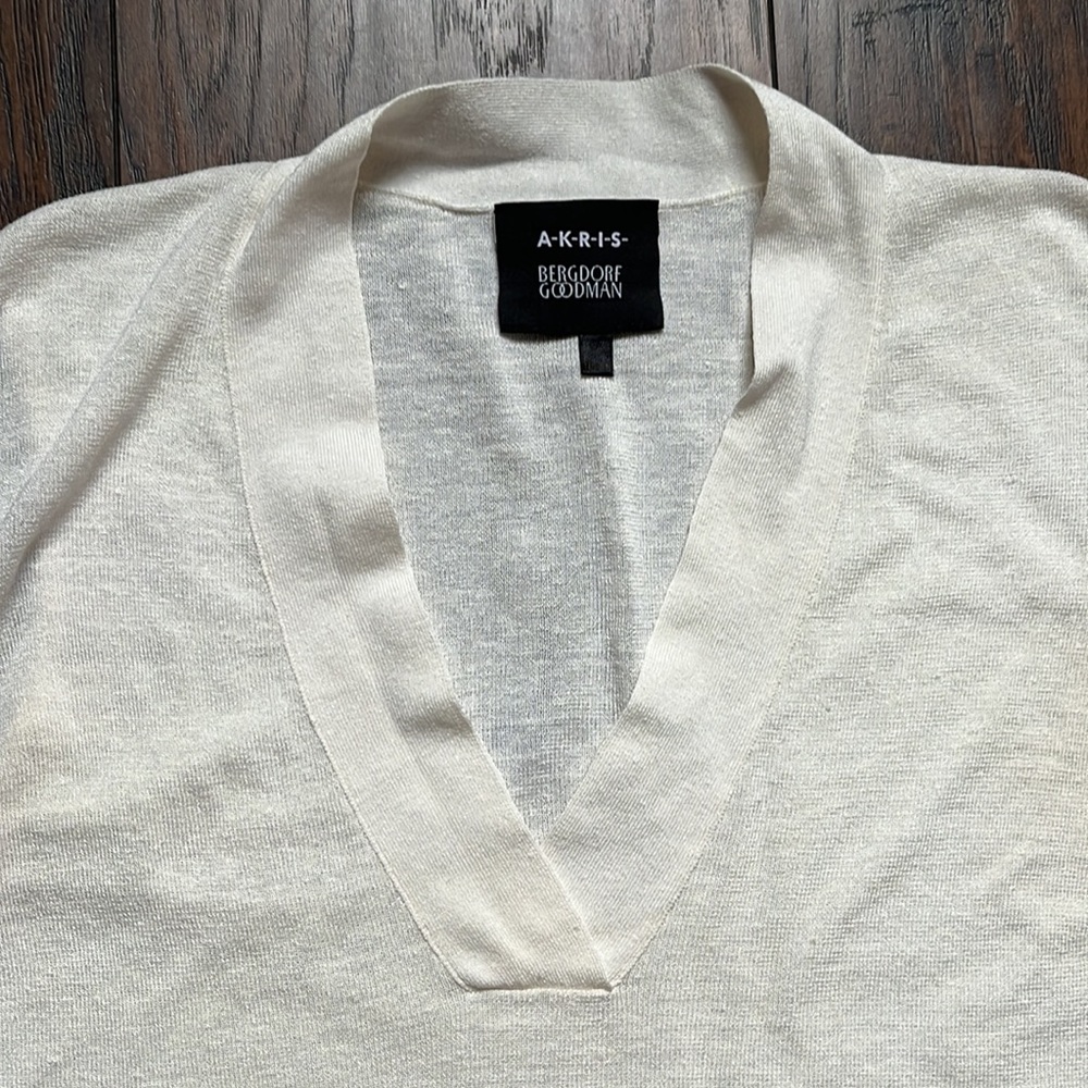 Akris Cream Linen/Silk Sleeveless Top - Picture 2 of 9